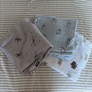 Set of Three Pottery Barn Kids Star Wars Muslin Swaddle Blankets